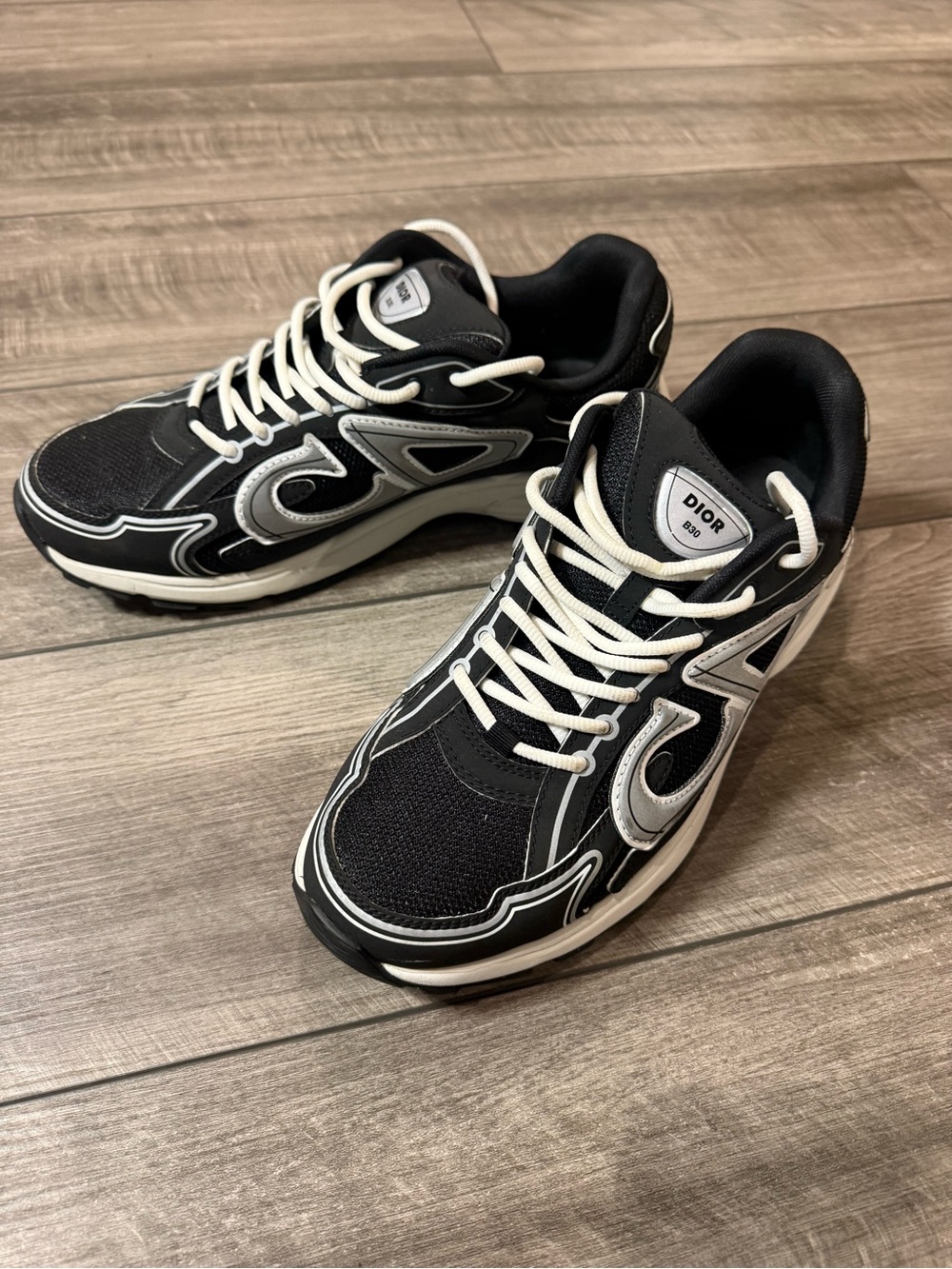 Dior Black, White & Gray Men’s Logo Panel Sneakers - Picture 8 of 11